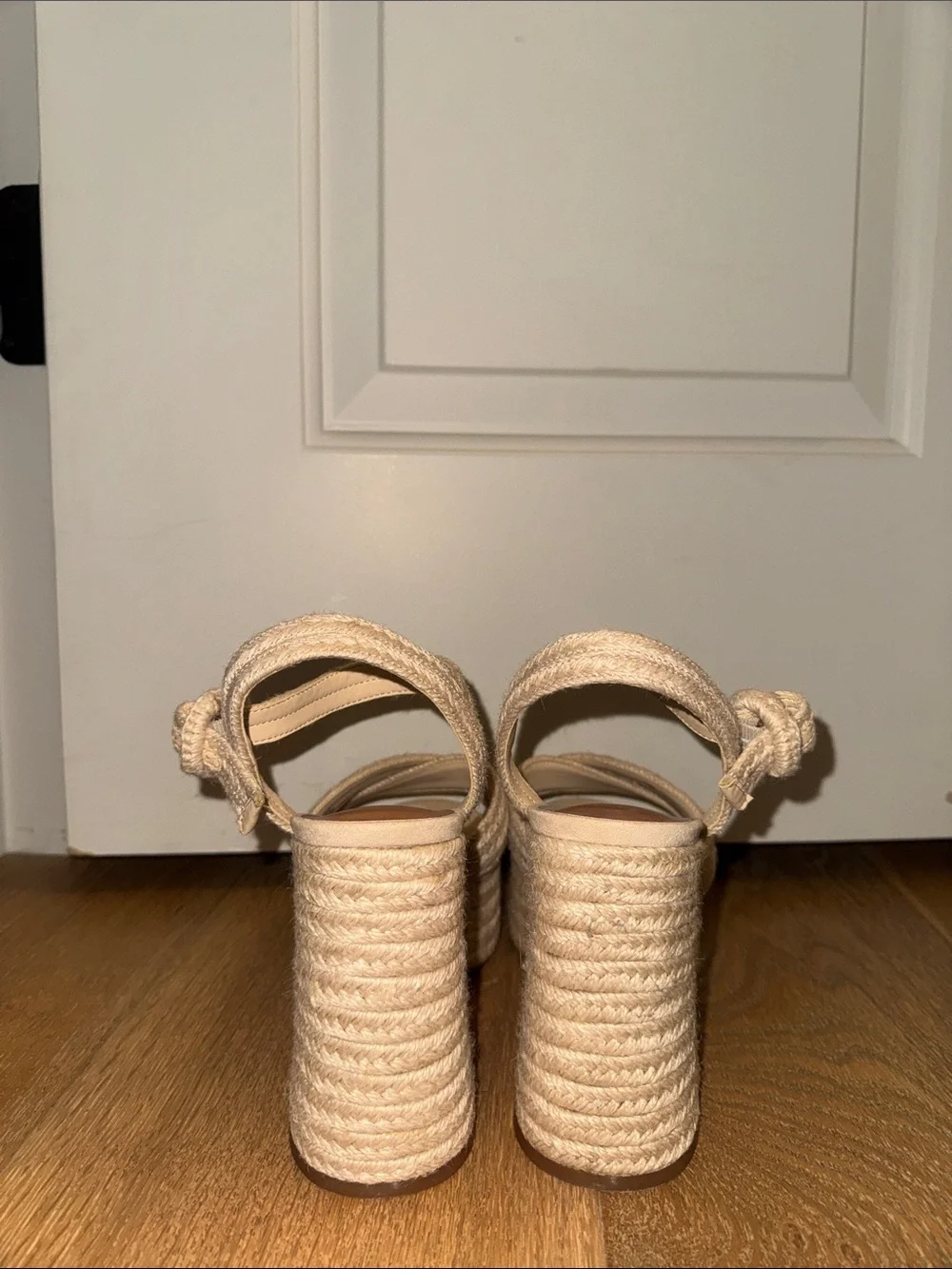 Women's Beige Braided Platform Heeled Sandals